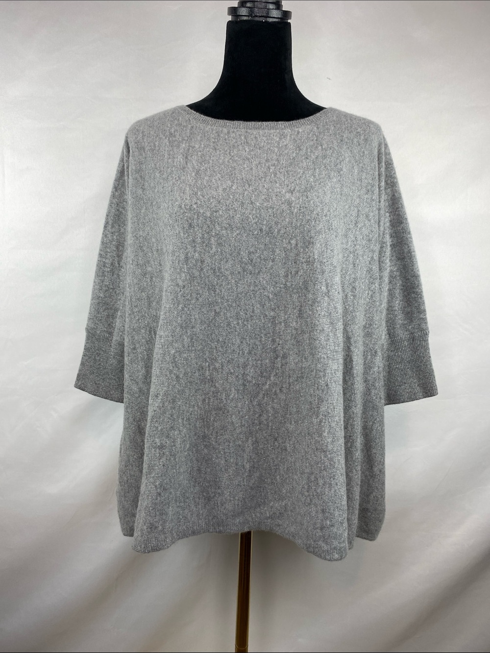 Garnet Hill 100% Cashmere Gray Oversized Dolman Sleeve Sweater Size Medium